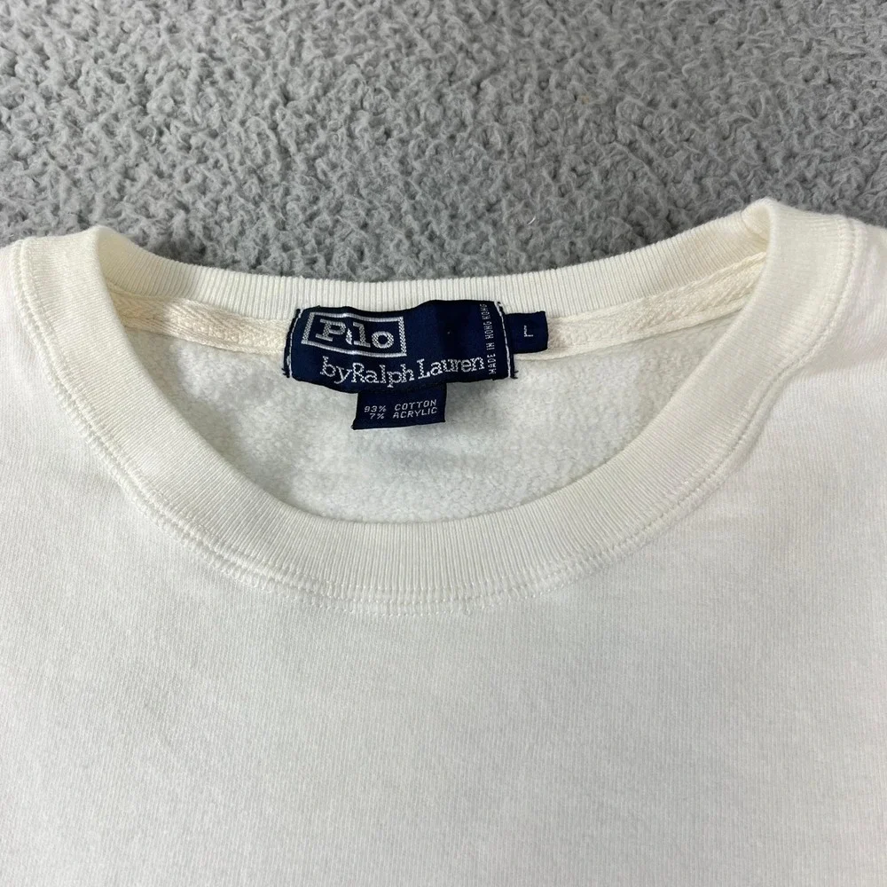 Polo Ralph Lauren Sweatshirt Men's L White Golf Crest Embroidered Crewneck VTG
